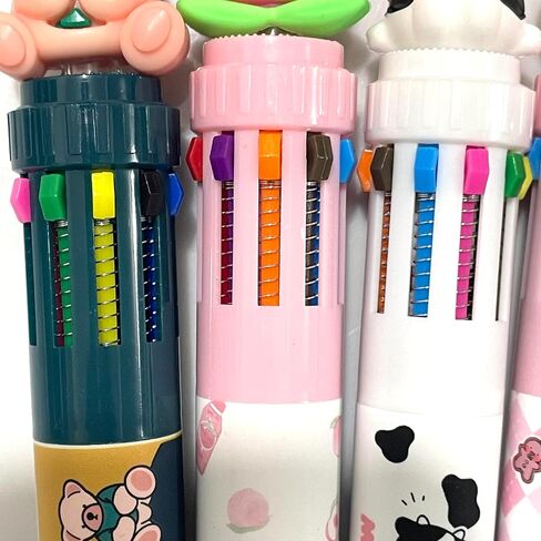 sencoo 6 pack 10-in-1 Multicolor Ballpoint Pen 10 Colors Cute Cartoon Barrel Ballpoint Pen for Office School Supplies Students Prize Rabbit Cow Dinosaur Bear Animal Children Gift in Saudi Arabia