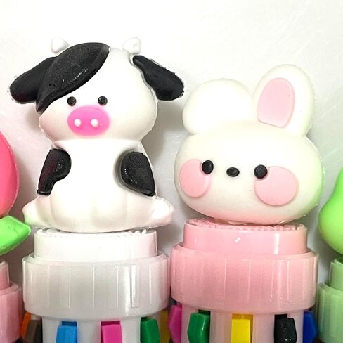 sencoo 6 pack 10-in-1 Multicolor Ballpoint Pen 10 Colors Cute Cartoon Barrel Ballpoint Pen for Office School Supplies Students Prize Rabbit Cow Dinosaur Bear Animal Children Gift in Saudi Arabia