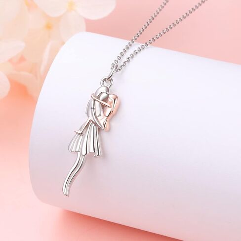 Mother and Child Hug Necklace for Mom, Sterling Silver Mom Necklace Jewelry Gifts for Mother's day in Saudi Arabia