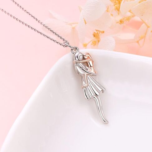 Mother and Child Hug Necklace for Mom, Sterling Silver Mom Necklace Jewelry Gifts for Mother's day in Saudi Arabia