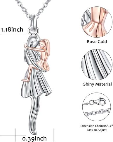 Mother and Child Hug Necklace for Mom, Sterling Silver Mom Necklace Jewelry Gifts for Mother's day in Saudi Arabia