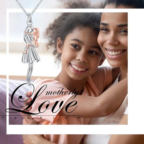 Mother and Child Hug Necklace for Mom, Sterling Silver Mom Necklace Jewelry Gifts for Mother's day in Saudi Arabia