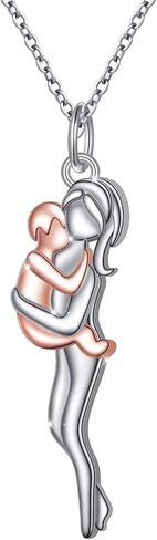 Mother and Child Hug Necklace for Mom, Sterling Silver Mom Necklace Jewelry Gifts for Mother's day in Saudi Arabia