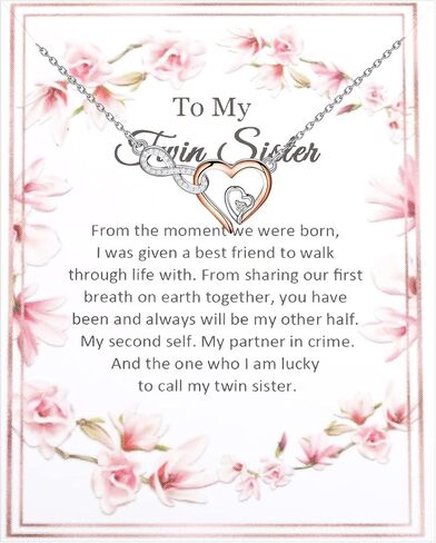 Infinity Heart Twin Sister Pendant Necklace Sister Gifts for Sister Birthday Jewelry for Sister of The Bride Gifts for Big Sister in Saudi Arabia
