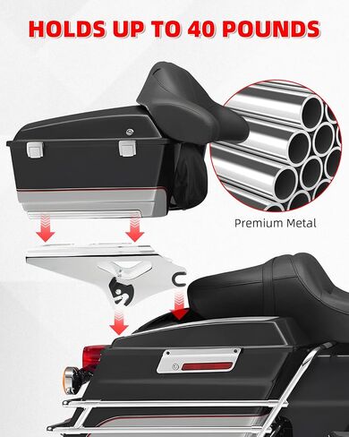 Amazicha Detachable 2 Up Tour Pack Mount Kit Rear Luggage Rack Compatible for Harley Touring Street Glide Electra Glide Road Glide Road King 2009-2013(Chrome) in Saudi Arabia