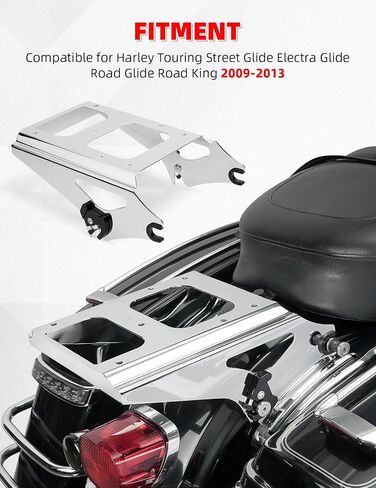 Amazicha Detachable 2 Up Tour Pack Mount Kit Rear Luggage Rack Compatible for Harley Touring Street Glide Electra Glide Road Glide Road King 2009-2013(Chrome) in Saudi Arabia