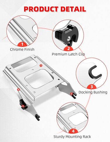Amazicha Detachable 2 Up Tour Pack Mount Kit Rear Luggage Rack Compatible for Harley Touring Street Glide Electra Glide Road Glide Road King 2009-2013(Chrome) in Saudi Arabia