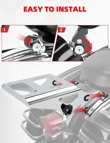 Amazicha Detachable 2 Up Tour Pack Mount Kit Rear Luggage Rack Compatible for Harley Touring Street Glide Electra Glide Road Glide Road King 2009-2013(Chrome) in Saudi Arabia