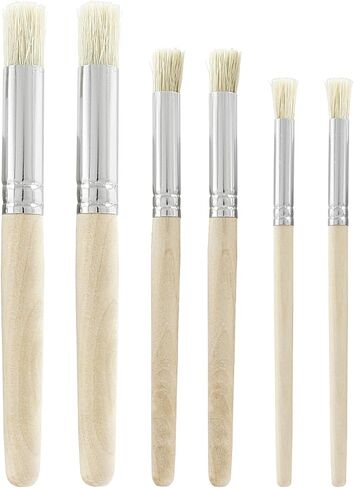6 Pcs Natural Stencil Paint Brushes Wooden Stencil Brushes for DIY Crafts Acrylic Paint Watercolor Oil Painting(3 Sizes) in Saudi Arabia