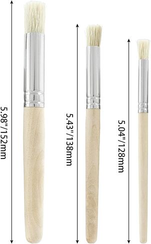 6 Pcs Natural Stencil Paint Brushes Wooden Stencil Brushes for DIY Crafts Acrylic Paint Watercolor Oil Painting(3 Sizes) in Saudi Arabia