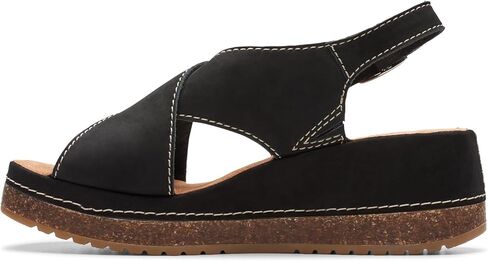 Clarks Women's Kassanda Step Wedge Sandal, Black Nubuck, 6 in Kuwait