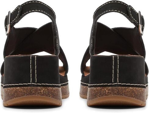 Clarks Women's Kassanda Step Wedge Sandal, Black Nubuck, 6 in Kuwait