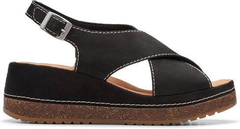 Clarks Women's Kassanda Step Wedge Sandal, Black Nubuck, 6 in Kuwait
