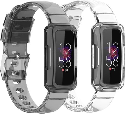 أساور NINKI الرياضية المتوافقة مع أساور Fitbit Luxe Bands Fitbit Inspire2 Band Fitbit Ace3 Ace2 مع حافظة ممتصة للصدمات لينة من مادة TPU Luxe Fitbit Bands خفيفة الوزن سوار معصم للنساء (أرجواني شفاف) in Saudi Arabia