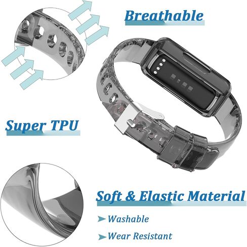 أساور NINKI الرياضية المتوافقة مع أساور Fitbit Luxe Bands Fitbit Inspire2 Band Fitbit Ace3 Ace2 مع حافظة ممتصة للصدمات لينة من مادة TPU Luxe Fitbit Bands خفيفة الوزن سوار معصم للنساء (أرجواني شفاف) in Saudi Arabia