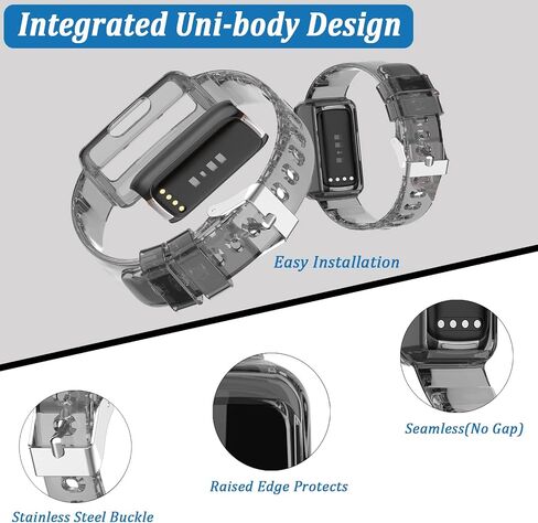أساور NINKI الرياضية المتوافقة مع أساور Fitbit Luxe Bands Fitbit Inspire2 Band Fitbit Ace3 Ace2 مع حافظة ممتصة للصدمات لينة من مادة TPU Luxe Fitbit Bands خفيفة الوزن سوار معصم للنساء (أرجواني شفاف) in Saudi Arabia