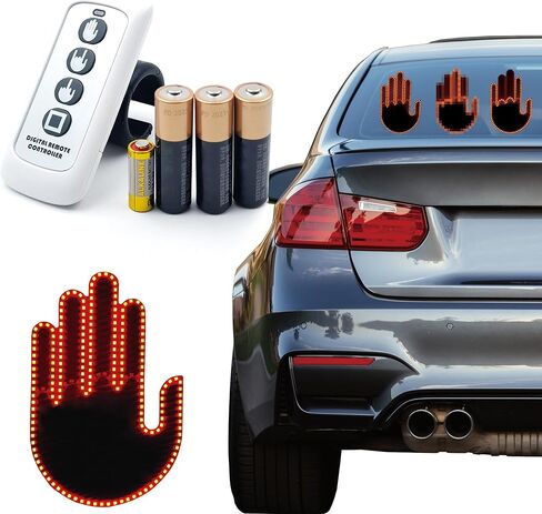 ضوء إيماءات السيارة مع جهاز التحكم عن بعد - ضوء إصبع اليد LED الجديد، أشياء مضحكة للسيارة، أدوات وإكسسوارات LED مضحكة للسيارة in Kuwait