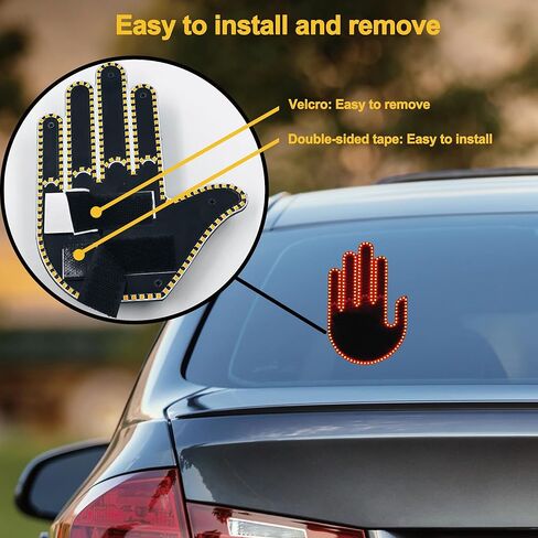 ضوء إيماءات السيارة مع جهاز التحكم عن بعد - ضوء إصبع اليد LED الجديد، أشياء مضحكة للسيارة، أدوات وإكسسوارات LED مضحكة للسيارة in Kuwait