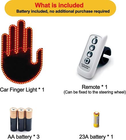 ضوء إيماءات السيارة مع جهاز التحكم عن بعد - ضوء إصبع اليد LED الجديد، أشياء مضحكة للسيارة، أدوات وإكسسوارات LED مضحكة للسيارة in Kuwait