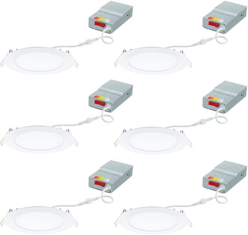 WF6 SWW5 90CRI MW M6 Round Baffle LED Downlight, 120 Volts, 2700K/3000K/3500K/4000K/5000K, Triac Dimming, 6-Inch, Matte White in Saudi Arabia