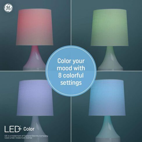 مصباح إضاءة LED بمكبر صوت متغير اللون من GE LED+ مع جهاز تحكم عن بعد، 9 وات، متعدد الألوان + أبيض ناعم، A21 (عبوة واحدة) in Saudi Arabia