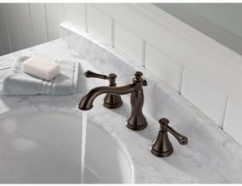 Delta Faucet Cassidy Widespread Bathroom Faucet Chrome, Bathroom Faucet 3 Hole, Bathroom Sink Faucet, Metal Drain Assembly, Chrome 3597LF-MPU in Saudi Arabia