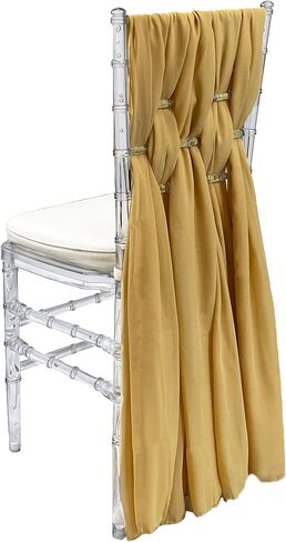 YOUR CHAIR COVERS - 5 Pack 6 Ft Chiffon Chiavari Chair Sashes - Ivory, Chair Sashes for Weddings, Events, Hotels and Catering Services in Saudi Arabia