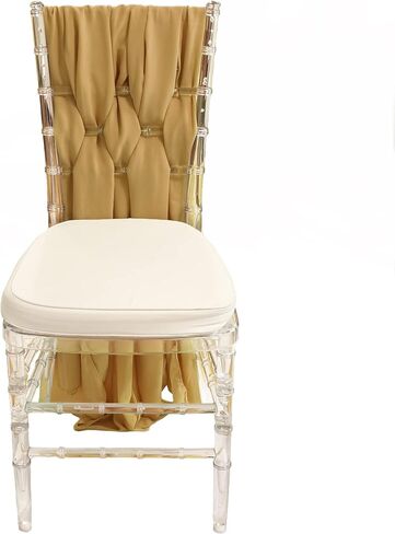 YOUR CHAIR COVERS - 5 Pack 6 Ft Chiffon Chiavari Chair Sashes - Ivory, Chair Sashes for Weddings, Events, Hotels and Catering Services in Saudi Arabia