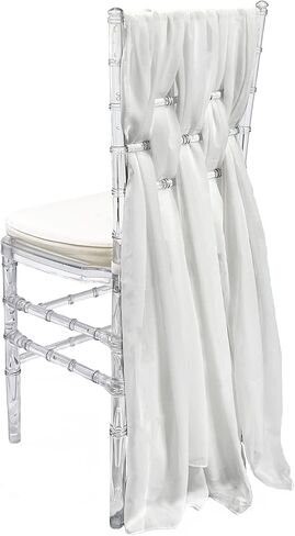 YOUR CHAIR COVERS - 5 Pack 6 Ft Chiffon Chiavari Chair Sashes - Ivory, Chair Sashes for Weddings, Events, Hotels and Catering Services in Saudi Arabia