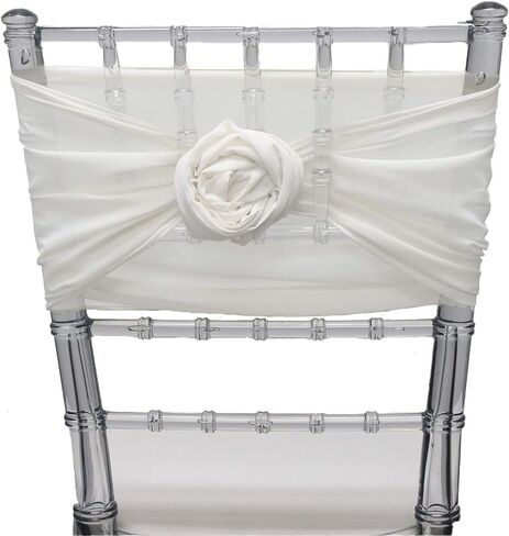 YOUR CHAIR COVERS - 5 Pack 6 Ft Chiffon Chiavari Chair Sashes - Ivory, Chair Sashes for Weddings, Events, Hotels and Catering Services in Saudi Arabia