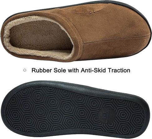 Anbenser Mens Cozy House Slippers Memory Foam Bedroom Slippers Casual Warm Plush Lining Slip on Indoor Outdoor in Saudi Arabia
