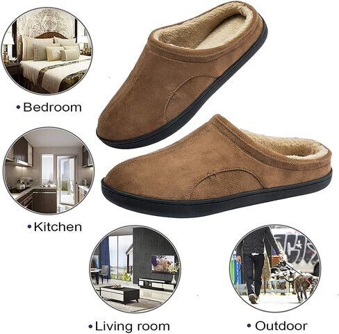 Anbenser Mens Cozy House Slippers Memory Foam Bedroom Slippers Casual Warm Plush Lining Slip on Indoor Outdoor in Saudi Arabia