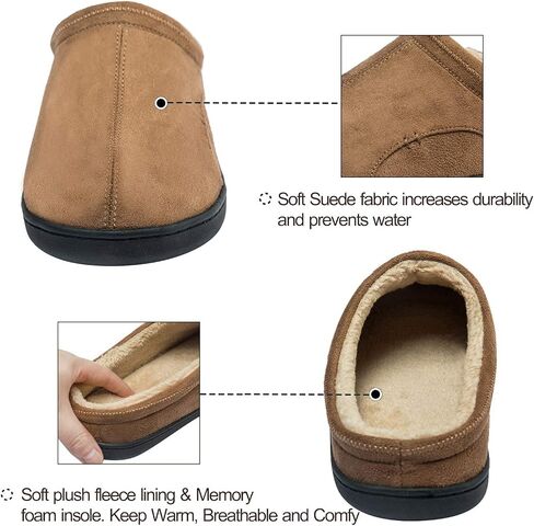 Anbenser Mens Cozy House Slippers Memory Foam Bedroom Slippers Casual Warm Plush Lining Slip on Indoor Outdoor in Saudi Arabia