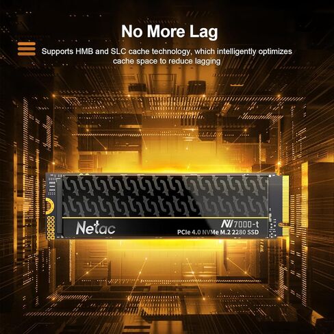 Netac 1 تيرابايت PCIe Gen4x4 M.2 SSD يصل إلى 7,300 ميجابايت/ثانية NVMe SSD داخلي مع موزع حرارة من الألومنيوم تخزين عالي الأداء لأجهزة الكمبيوتر المكتبية والكمبيوتر المحمول يعمل مع PS5، NV7000-t in Kuwait
