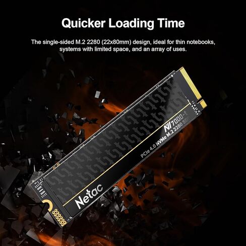 Netac 1TB PCIe Gen4x4 M.2 SSD Up to 7,300 MB/s NVMe Internal SSD with Aluminum Heatspreader High-Performance Storage for Desktop and Laptop PCs Works with PS5, NV7000-t in Kuwait