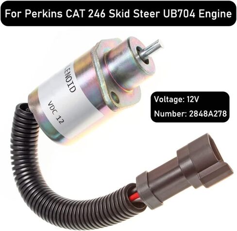 2848A278 وقود الديزل إيقاف إيقاف التشغيل الملف اللولبي 172-7209 متوافق مع بيركنز كاتربيلر CAT 216 226 246 Skid Steer UB704 700 Series Engine 12V أجزاء الجرار in Kuwait