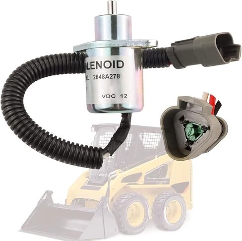 2848A278 وقود الديزل إيقاف إيقاف التشغيل الملف اللولبي 172-7209 متوافق مع بيركنز كاتربيلر CAT 216 226 246 Skid Steer UB704 700 Series Engine 12V أجزاء الجرار in Kuwait