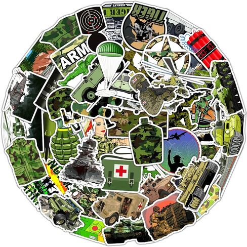 100pcs Military Stickers for Water Bottles,Camo Stickers for Trucks Cars Bumper Laptop Skateboard Scrapbooking,Waterproof Vinyl US Army Graffiti Stickers Decals for Kids Boys in Kuwait