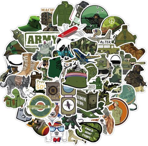 100pcs Military Stickers for Water Bottles,Camo Stickers for Trucks Cars Bumper Laptop Skateboard Scrapbooking,Waterproof Vinyl US Army Graffiti Stickers Decals for Kids Boys in Kuwait