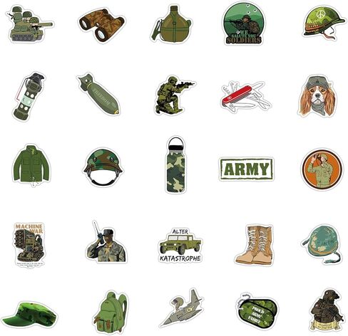 100pcs Military Stickers for Water Bottles,Camo Stickers for Trucks Cars Bumper Laptop Skateboard Scrapbooking,Waterproof Vinyl US Army Graffiti Stickers Decals for Kids Boys in Kuwait