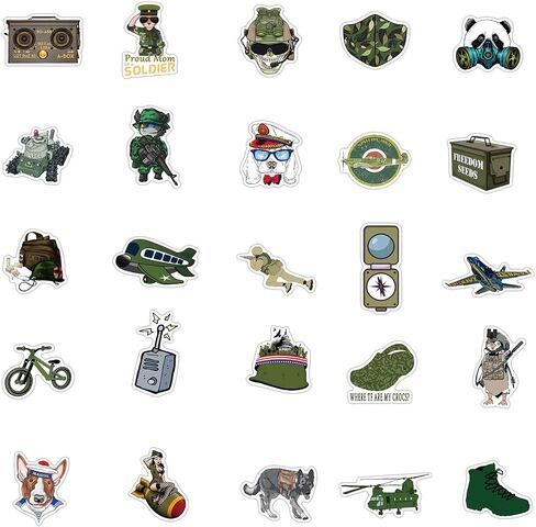 100pcs Military Stickers for Water Bottles,Camo Stickers for Trucks Cars Bumper Laptop Skateboard Scrapbooking,Waterproof Vinyl US Army Graffiti Stickers Decals for Kids Boys in Kuwait