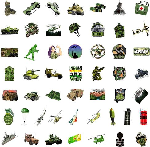100pcs Military Stickers for Water Bottles,Camo Stickers for Trucks Cars Bumper Laptop Skateboard Scrapbooking,Waterproof Vinyl US Army Graffiti Stickers Decals for Kids Boys in Kuwait