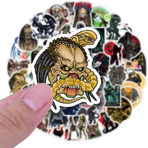 Predator VS Alien StickersThriller Movie Stickers 50PCS Laptop Reward Motivational Stickers for Water Bottle, Skateboard,Refrigerator,Hydro Flasks, Decal, Waterproof Vinyl Decal for Adults, Teens in Saudi Arabia
