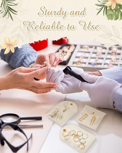30 Pcs Transparent Window Jewelry Pouch Travel Jewelry Bag Travel Jewelry Organizer with Snap Button for Women Girl Necklaces Bracelets Rings Gift Bags, 3.94 x 3.94 Inches Beige in Saudi Arabia