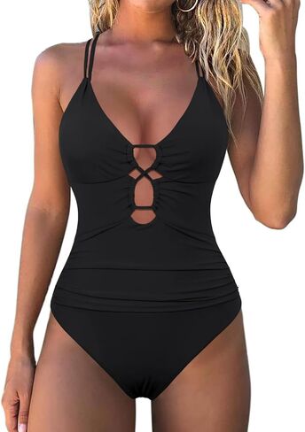 Firpearl Underwire قطعة واحدة المايوه للنساء مثير انقطاع Monokini Ruched البطن تحكم لباس سباحة عبر الظهر ملابس السباحة in Kuwait