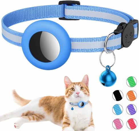 AirTag Cat Collar, Reflective Air Tag Cat Collar with Bell and Prefect Size Waterproof Airtag Holder Compatible with Apple Airtag, Cat Airtag Collar with Breakaway Safety Buckle for Kitten Puppy in Saudi Arabia