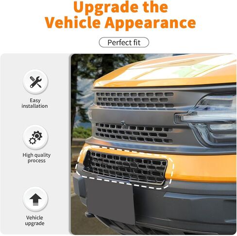 إدراج شبكة أمامية متوافقة مع Ford Bronco Sport 2021-2024، غطاء حماية للشبكة الأمامية لملحقات Bronco Sport الخارجية (أسود) in Kuwait
