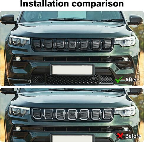 JeCar Grille Inserts Front Grill Covers Exterior Accessories for Jeep Compass 2021+ in Saudi Arabia