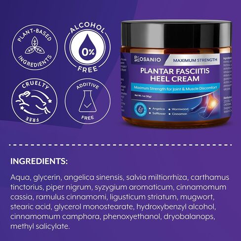 Plantar Fasciitis Relief Cream: Maximum Strength Muscle and Joint Discomfort Relief Cream for Plantar Fasciitis, Heel Spur, Foot, Knee, Hands, and Legs - Natural Botanical Ingredients - 1oz in Saudi Arabia