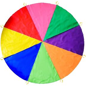 Play Parachute 6.5 ft Kids Play Gymnastics Parachute with Handles for Group Team Cooperative Games,Indoor Outdoor Gym Class, Rainbow Parachute Games for Kids Gym Tent Game Equipment in Saudi Arabia